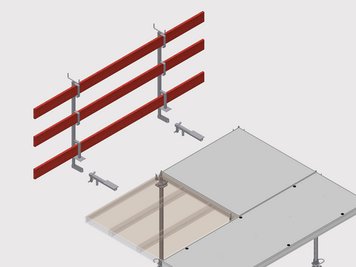 Absturzsicherung die mit einem einfachen Adapter an der Seite des AluDEK von Ringer GmbH angebracht werden kann