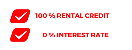 100% rent credit 0% interest rate